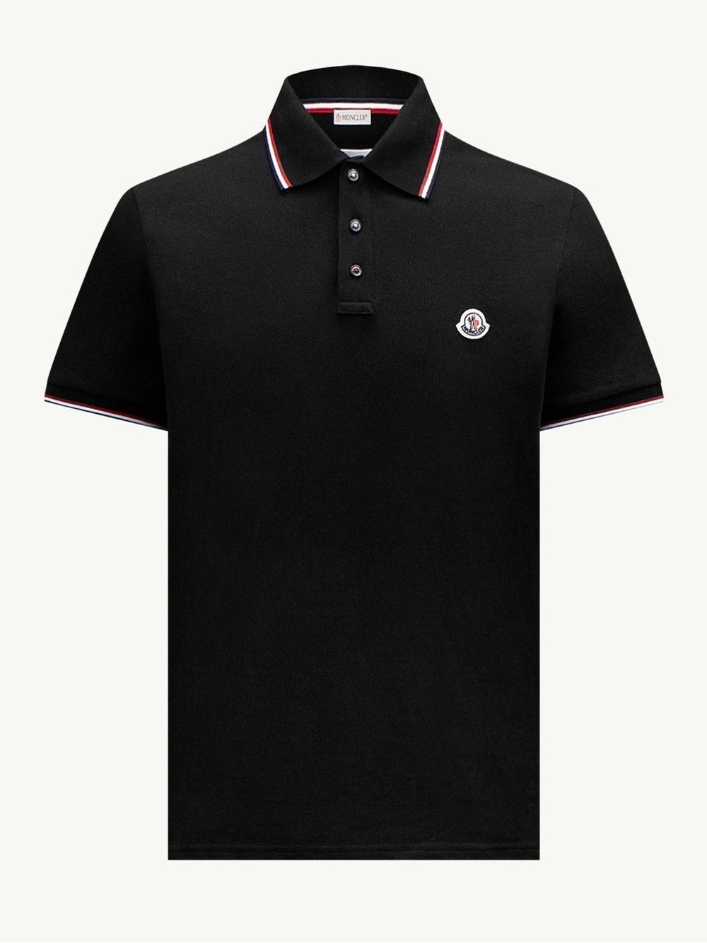 Moncler Black Polo with Red-White-Blue Trim - size XL